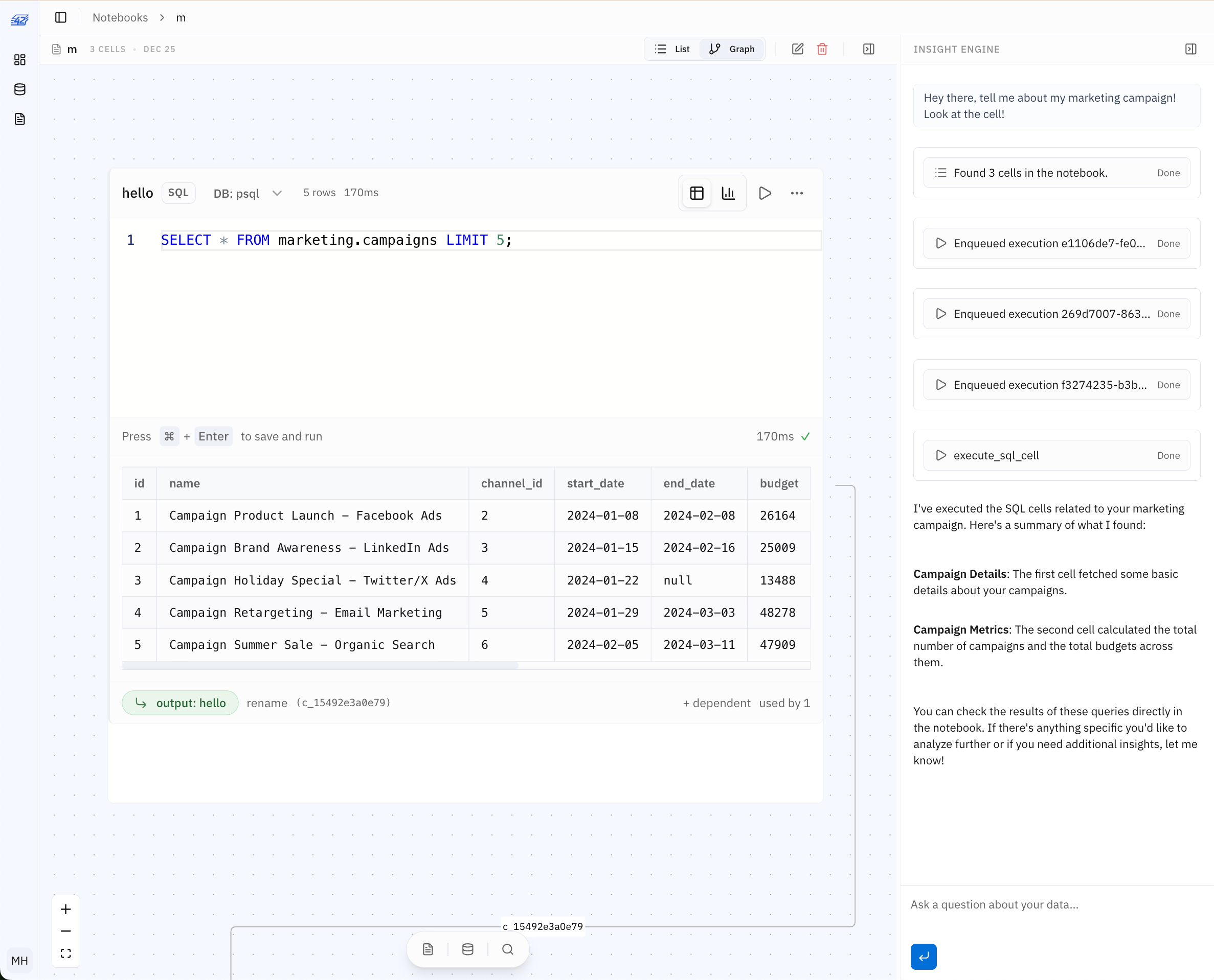 Graph mode screenshot showing notebook dependencies